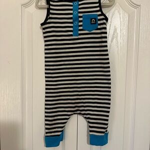 Rags to Raches Black and White Striped Sleeveless Romper 18-24 Months